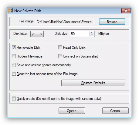 Programma foar fersifere bestannen en mappen Dekart Private Disk