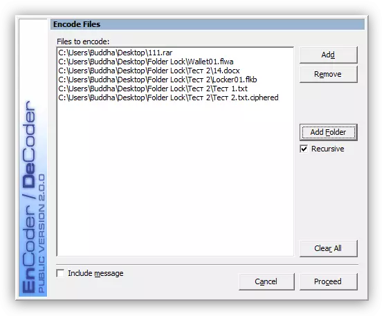 Programi për encrypting fotografi dhe dosjet RCF encoder-decoder