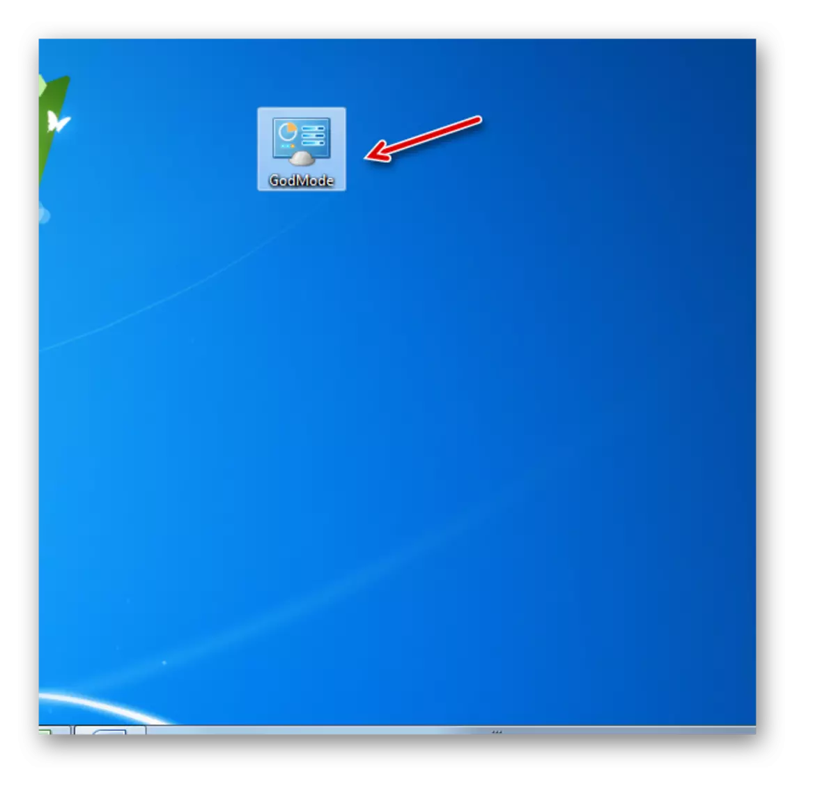 Etiketa Godmode për të shkuar në mënyrën e Perëndisë të krijuar në desktop në Windows 7
