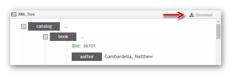 Botón para descargar o ficheiro XML rematado no editor en liña do servizo TutorialSPoint