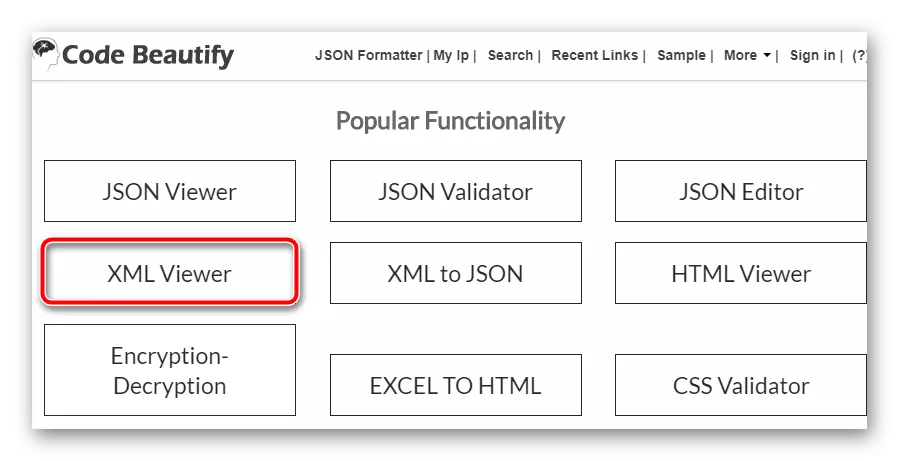 Pergi ke editor XML dalam Layanan Percantik Kode