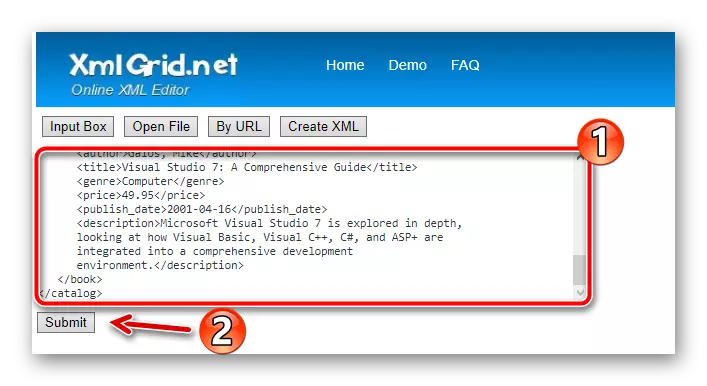 Insert the contents of the XML document into the XMLGrid text box
