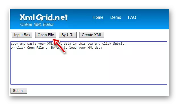 Buka formulir unduhan file XML di XMLGRID dari memori komputer