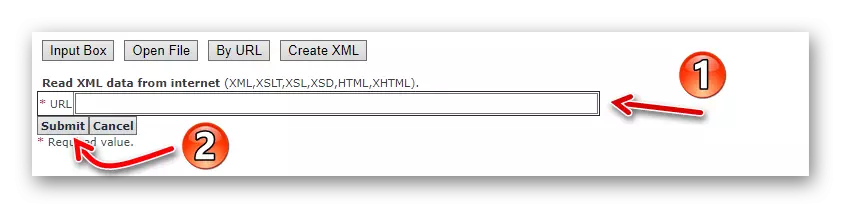 טופס לייבוא ​​קובץ ה- XML ​​בשירות המקוון של XMLGrid