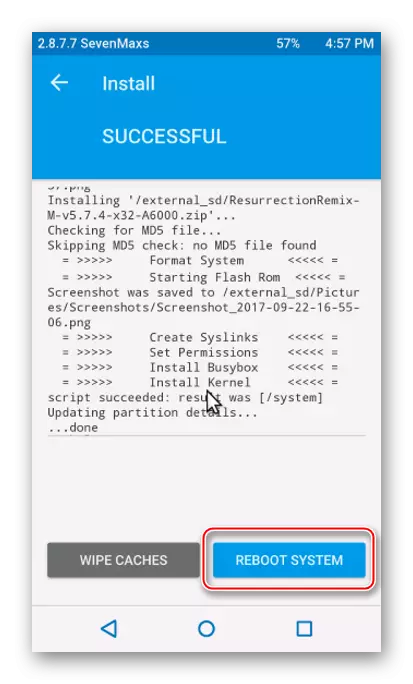 Lenovo A6000 TWRP Custom Firmware Installation Completed Reboot System