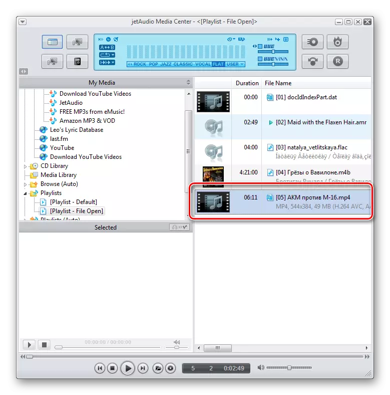 Chạy tệp video MP4 phát trong JetAudio