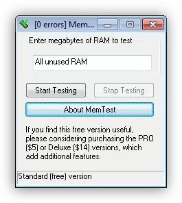 პროგრამა Memtest RAM- ის შემოწმების პროგრამა