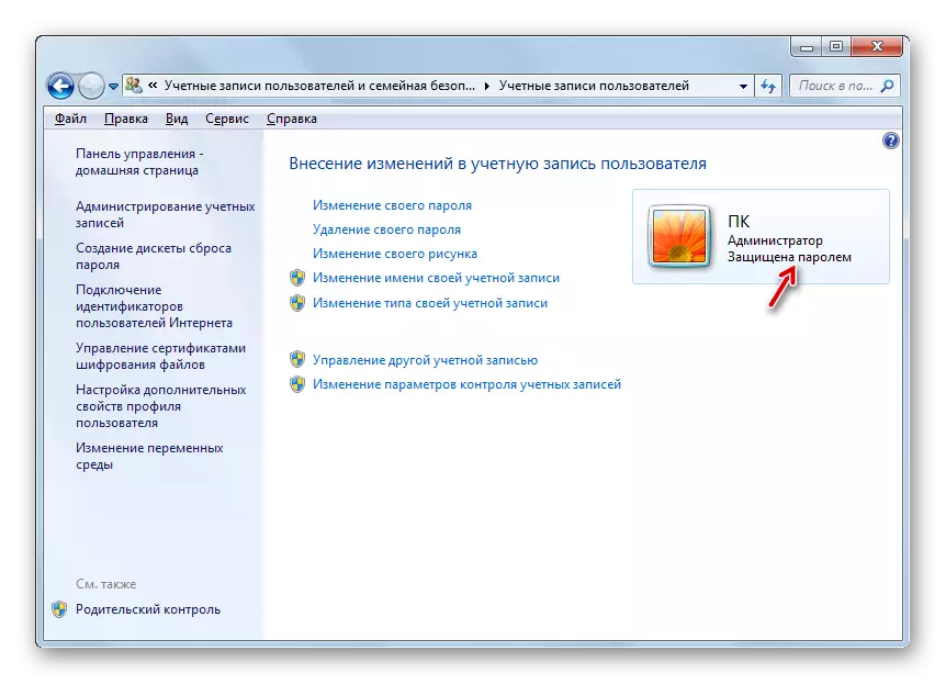 Adgangskoden ændres i vinduet Brugerkonti i Windows 7