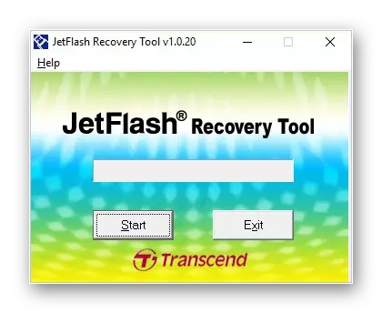 Tetingkap utama program Alat Pemulihan JetFlash