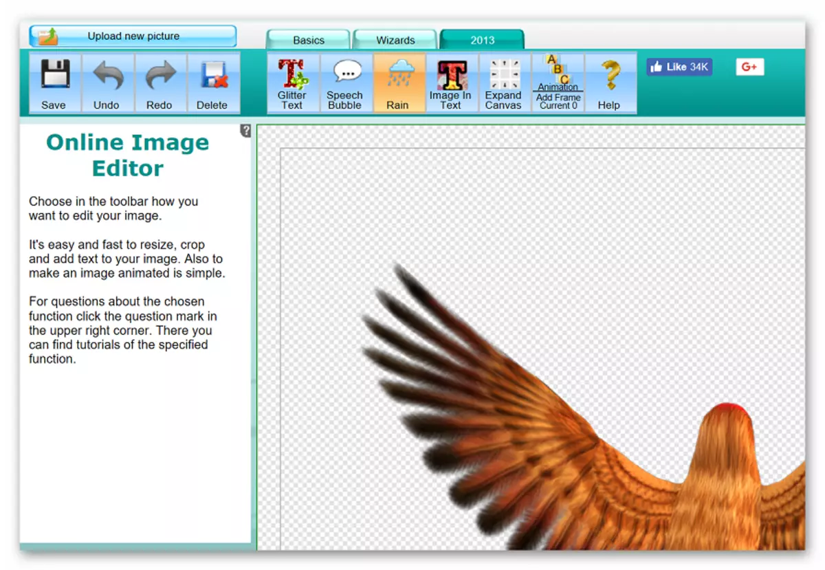 Hlavní menu editoru online-image-editor