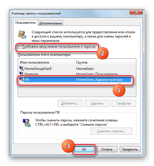 Dritarja e llogarive të përdoruesit në Windows 7