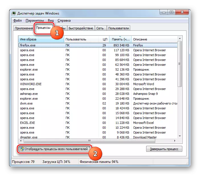 Windows Task Manager bütün istifadəçilər ekran prosesləri imkan OS