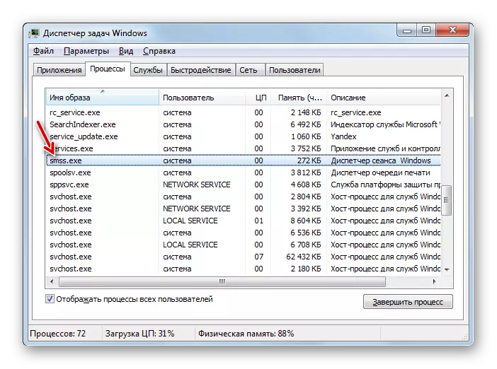 Sms.exe กระบวนการใน Windows Task Manager