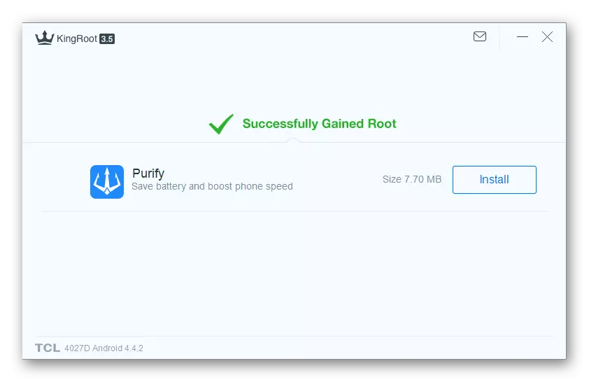Alcatel One Touch Pixi 3 (4.5) 4027D root အခွင့်အရေးများကို Kingroot မှရရှိသည်