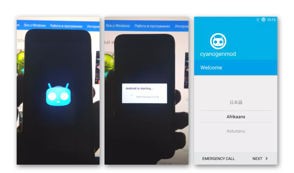 Alcatel One Touch Pixi 3 (4.5) 4027D Запуск СyanogenMod пасля прашыўкі