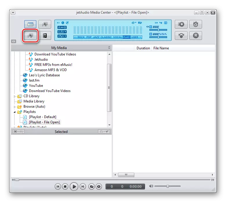 Otwieranie menedżera plików w programie JetAudio