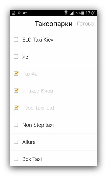 Černý seznam služeb Yandex taxi
