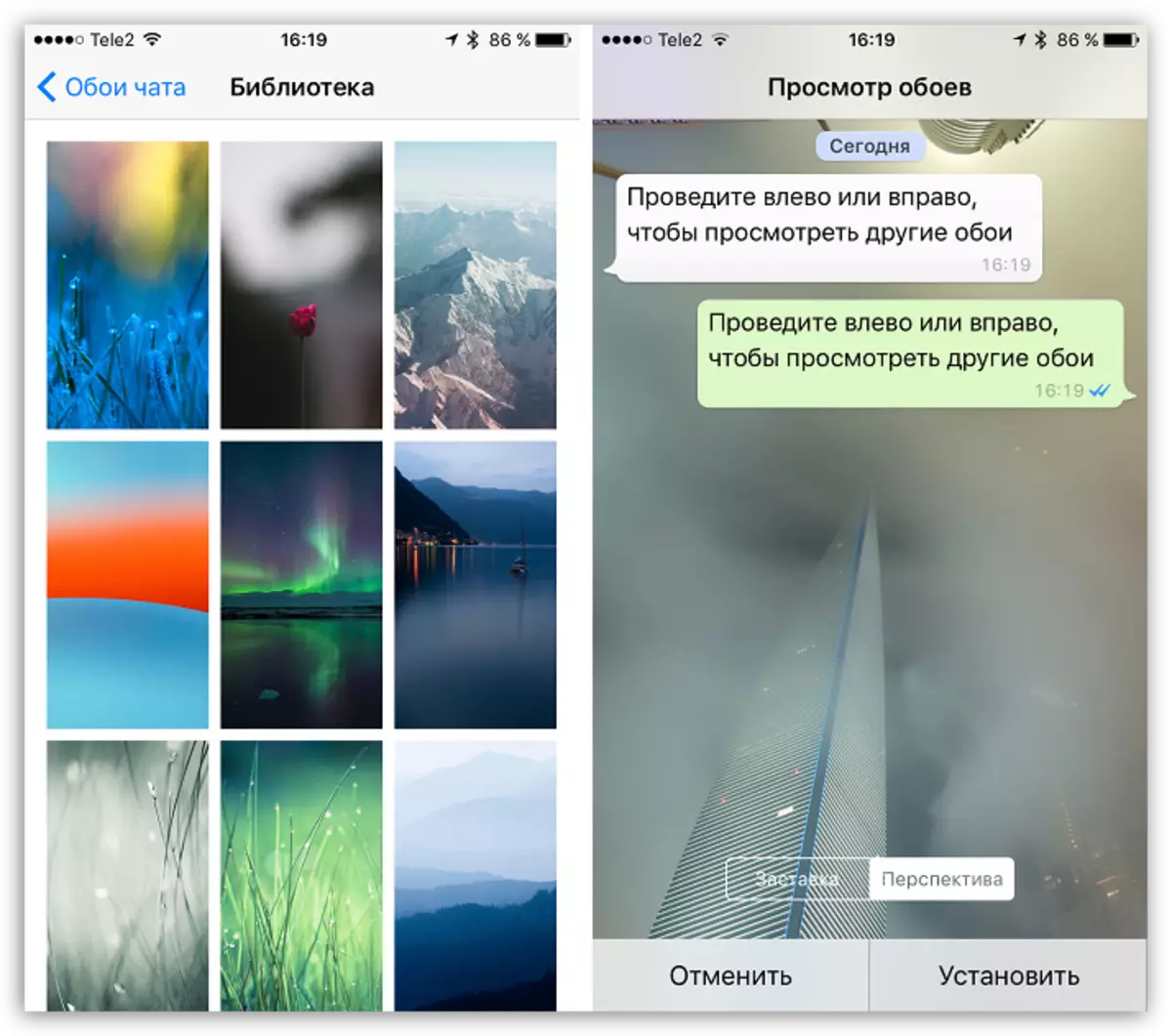 Wallpaper Kanggo Chats ing WhatsApp kanggo iOS