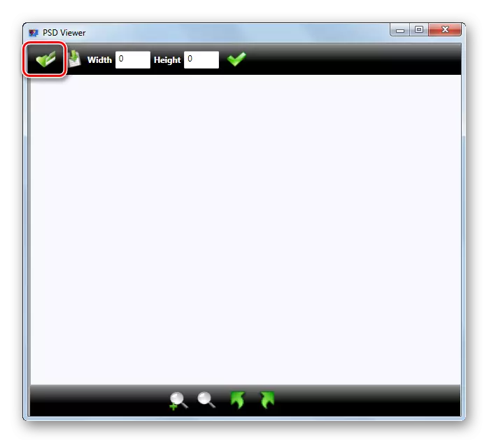 Vai alla finestra di apertura della finestra attraverso l'icona sulla barra degli strumenti nel programma PSD Viewer