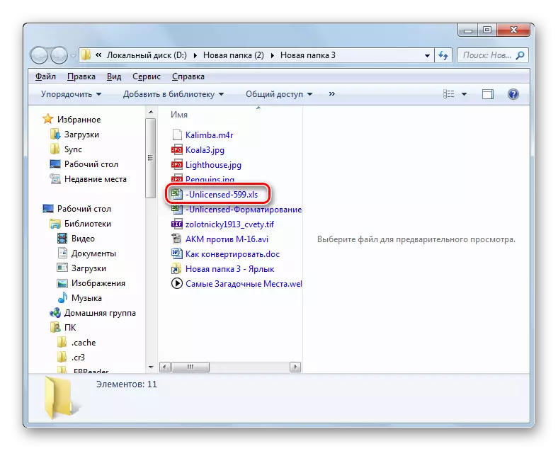 Folder sareng file XLS anu dirobih dina Windows Explorer
