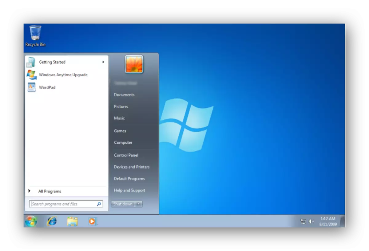 Starter na bersyon ng Windows 7.