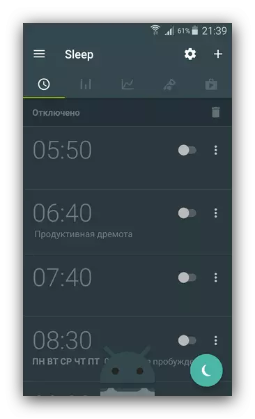 Alarmklokken sliepe as Android