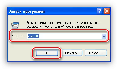 Dostop do urejevalnika registra iz menija RUN v operacijskem sistemu Windows XP