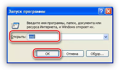 Sisestage käsu käsu kiireks avamiseks Windows XP-s