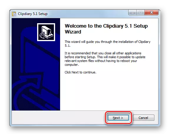 სტუმარს ფანჯრის ინსტალერი Clipdiary in Windows 7