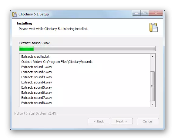 აპლიკაციის ინსტალაციის პროცედურა Clipdiary Installer in Windows 7