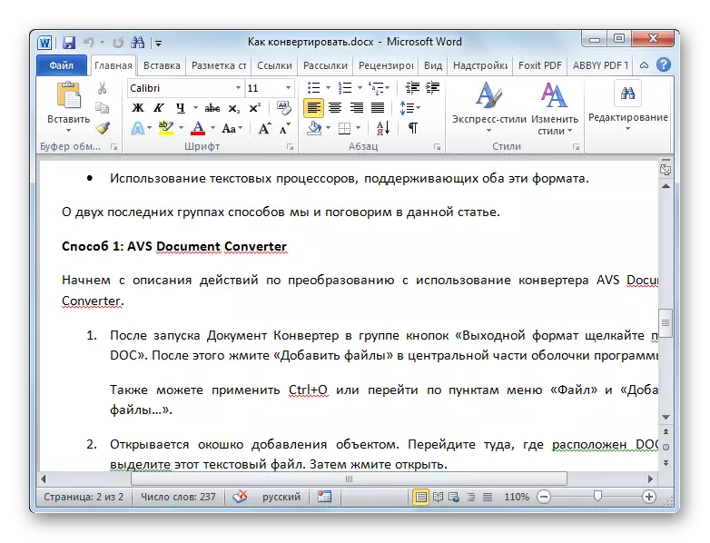 DOCX-document is open in het Word-venster Microsoft