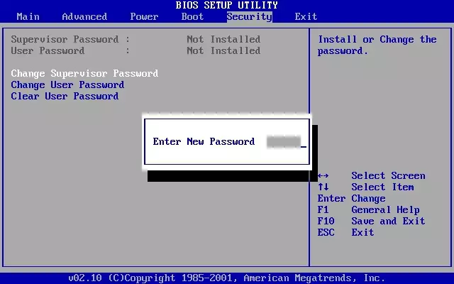 Installing a password in ami bios
