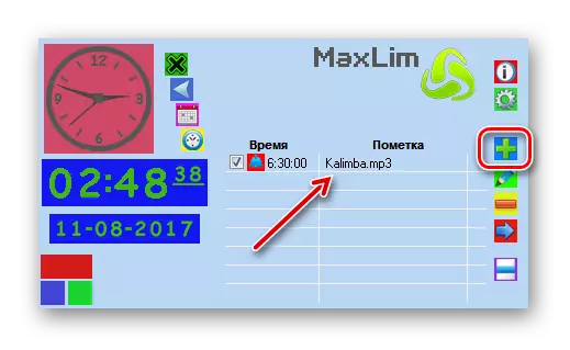 Дадаць новую будзільніка у праграме MaxLim Alarm Clock