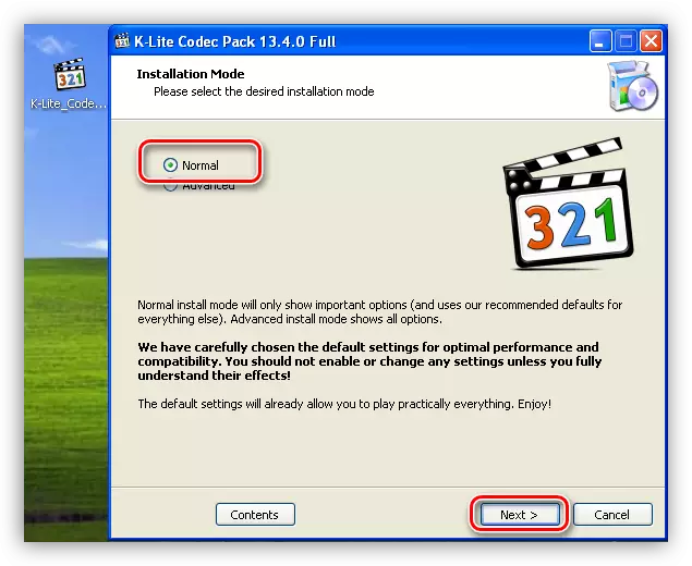 Windows XP- ի համար K-Lite Codec Pack- ի վերջին տարբերակի տեղադրիչը սկսելը