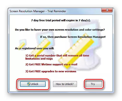 Zgjidh një version të lirë ose të paguar të Programit të Menaxherit të Rezolutës së ekranit në Windows 7
