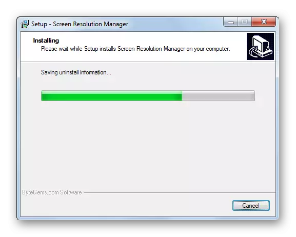 Працэдура ўсталёўкі прыкладання ва ўсталёўшчыку праграмы Screen Resolution Manager ў Windows 7