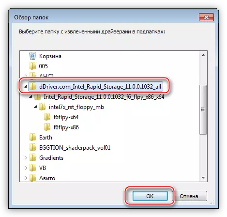 Memilih folder yang berisi paket dalam program NLite untuk mengintegrasikan driver ke distribusi sistem operasi Windows XP