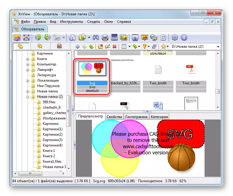 Otvaranje SVG datoteke u XNVIEW programa pretraživač programa