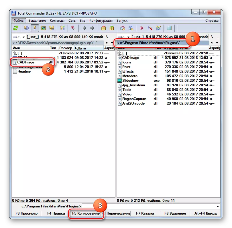 Kopiera cadimage.dll-filen från Arkivera till Irfanview Plugins-katalogen