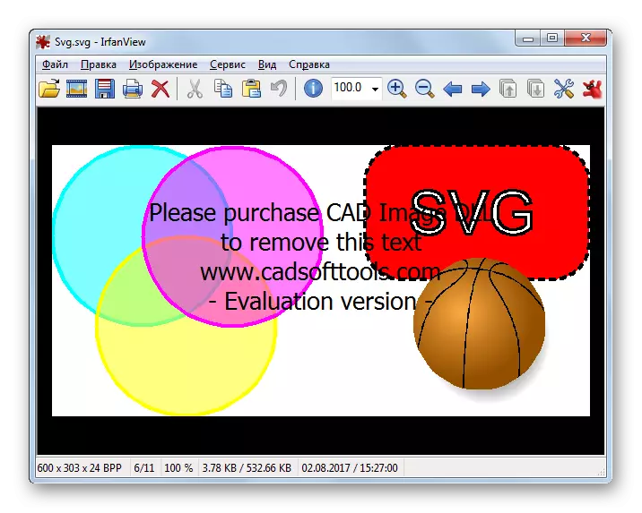 Các tập tin SVG là mở trong IrfanView.