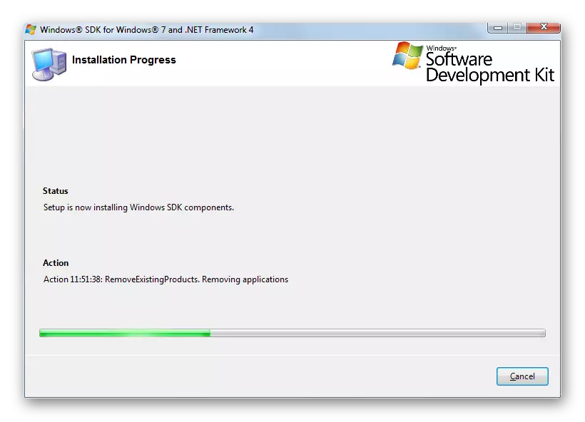 Вчитување и инсталирање на комуналната алатка за изведба на Windows од веб-страницата на Microsoft во Windows SDK инсталиран прозорец во Windows 7