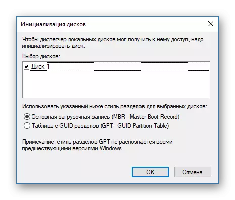 Ініцыялізацыя дадатковага жорсткага дыска Windows у VirtualBox