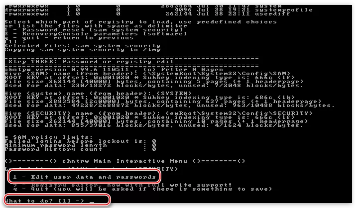 Transició a editar la informació del compte en la utilitat Offline NT contrasenya i l'Editor de l'registre per restablir la contrasenya a Windows XP
