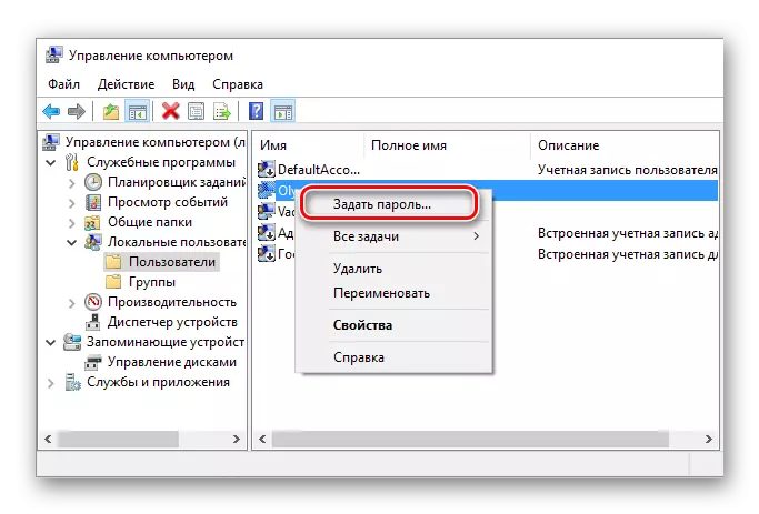 Verander gebruiker wagwoord via snap rekenaar beheer in Windows 10