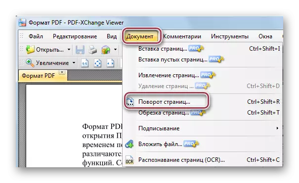 Menu Otočiť stránky v prehliadači PDF-XChange