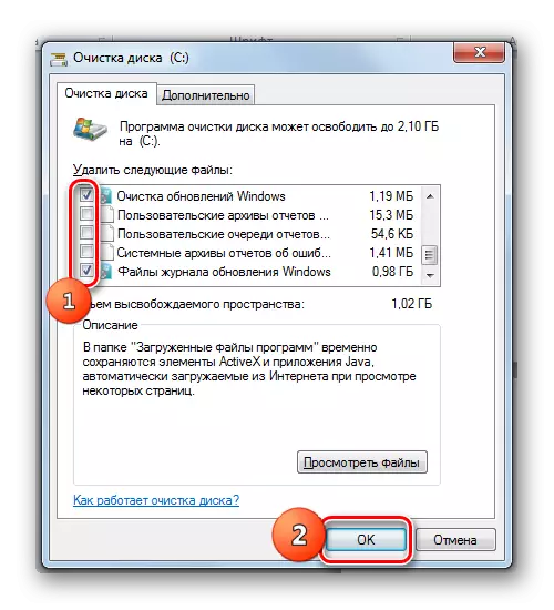 Pokretanje postupaka brisanja objekata u prozoru čišćenja C u sustavu Windows 7