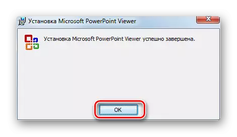 Prosessual uğurla tamamlandı Microsoft PowerPoint Viewer Installation