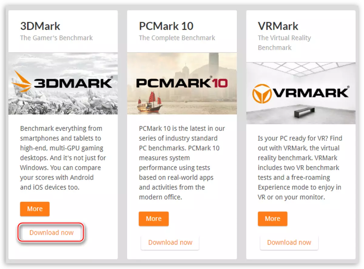 Link to download the benchmark 3DMark on the official website of the developers