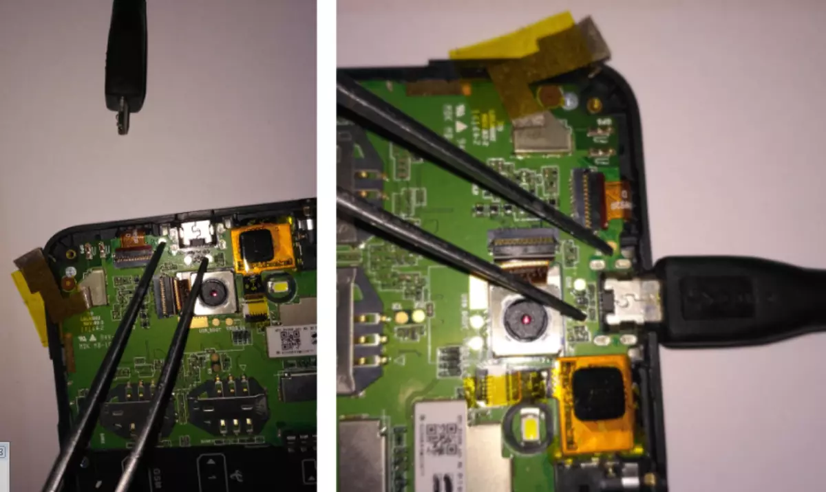 HTC Desire D516 restaura la connexió per cable amb contactes tancats GND i DP