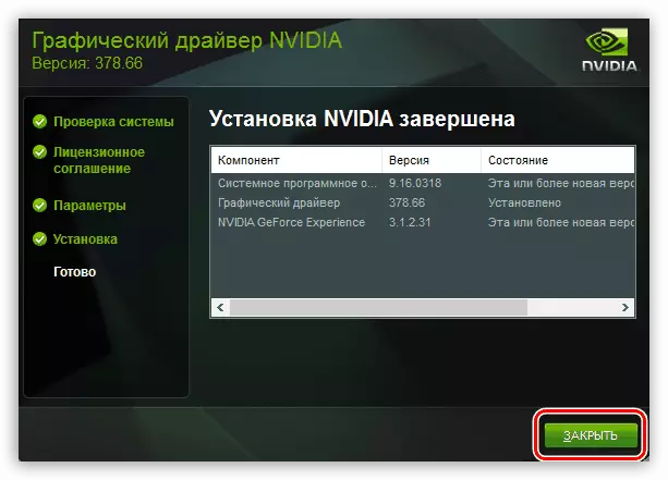 Nvidia программасын жаңыртууда ийгиликтүү орнотуу билдирүүсү
